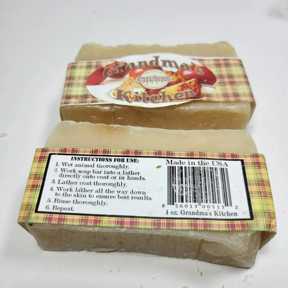 CHUBBS Pet Shampoo Soap Bar Lot of 2 Grandmas Kitchen 4oz Organic Dog Cat Animal
